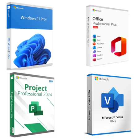 4 in 1: Windows 11 PRO + Office 2024 PRO PLUS + Visio 2024 + Project 2024
